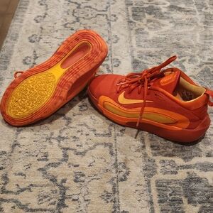 Nike Kids Orange and Yellow Low-Top Sneakers with Swoosh